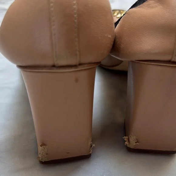 Tory Burch Black and Beige Cap Toe Heels - Picture 5 of 7